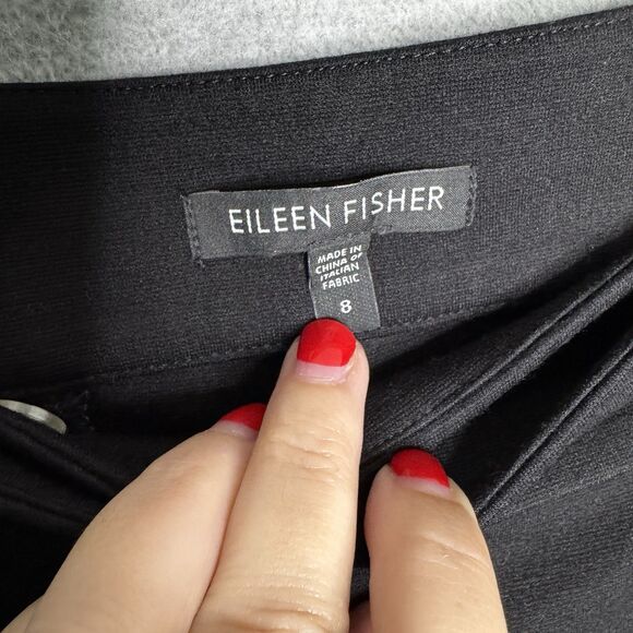 EILEEN FISHER Ponte Slim Pants‎ Size 8 Black Work Stretch Knit Viscose Nylon - Picture 3 of 6